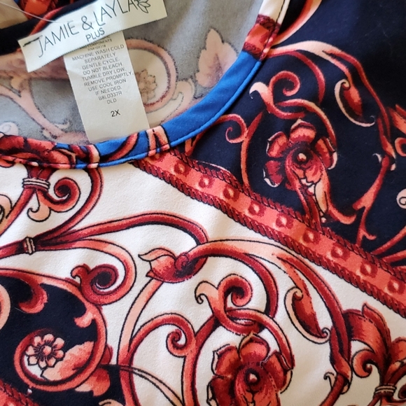JAMIE & LAYLA Graphic baroque print dress 3/4 sleeves 2X NWT - Picture 3 of 6